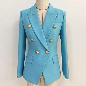 1 бр., нов дамски синьо небе оборудвана с костюм, сако, модно палто в европейски стил, офис женски професионален костюм, подарък на едно момиче за рожден ден