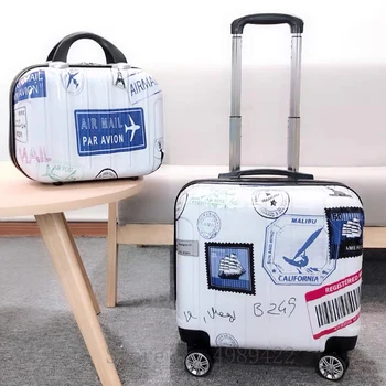 18-инчов багажното комплекта на количката, cartoony сладък детски пътен куфар на колела, ръчния багаж, студентски косметичка за пътуване
