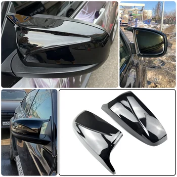 2 елемента подтянутые Отлични модифицирани Капаци Огледала за Обратно виждане С ярки черно-шарени от Въглеродни влакна За BMW X5 E70 X6 E71 2008-2013