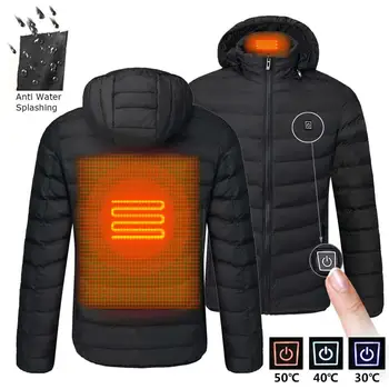 2021 NWE Мъжки зимни топло яке с USB нагряване, умен термостат, однотонная дрехи, с капак и се нагрява, водоустойчива топло яке