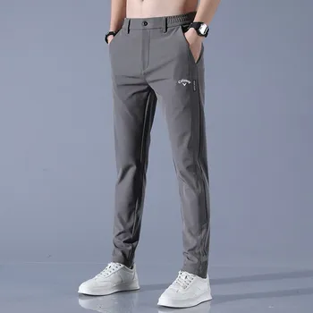 2023 Голф Калауей Мъжки летни ежедневни панталони от ледената коприна с директни штанинами, еластични тънки бързо съхнещи младежта и спорта дишащи панталони