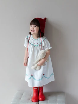 2023 Дизайнерски дрехи за малките момичета с носии, ръчно изработени ежедневните свободни рокли детски костюм за рождения ден