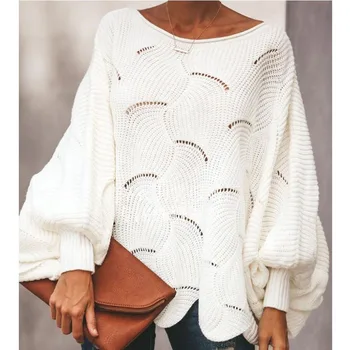 2023 Нов пуловер от фина тел женски обикновен пуловер дантела с отвори Женски пуловер жилетка