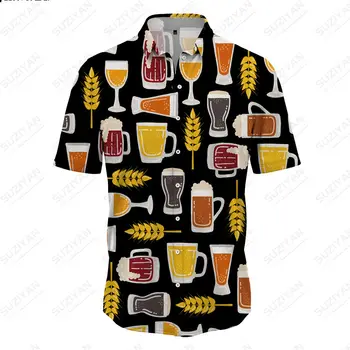2023 Новата Гореща разпродажба Хавайска риза Мъжка черна риза с флорална 3D принтом и къси ръкави в стил на лятната почивка с къс ръкав