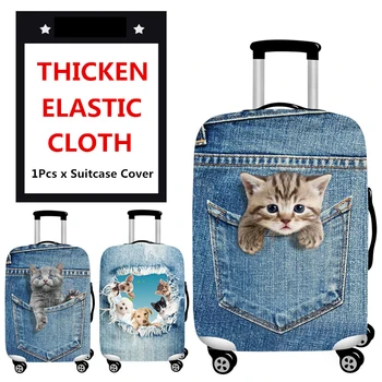 30-32 инча, ново, хит на продажбите, чанта за багаж със синя котка, дебел пътен куфар, защитна обвивка, калъф за ски багажник, аксесоари за куфар
