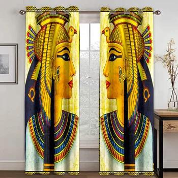 3D дигитален печат, Египетски Древен Египет, полиестерни тънки пердета за хола, куки за декора на банята
