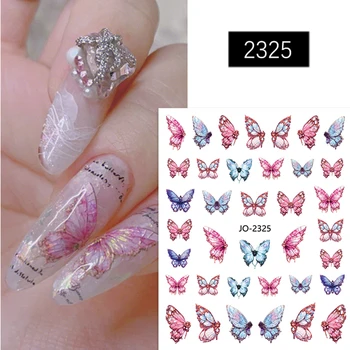 3D реалистични етикети за дизайн на ноктите с пеперуди, розови, сини, многоцветни пеперуди, крилца, плъзгачи за нокти, татуировки, амулети, декорация за маникюр
