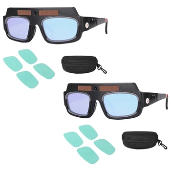 6X Заваряване маска за слънчева батерия с автоматично затъмняване, каска, очила за заварчици, дуговые противоударные лещи с футляром за съхранение