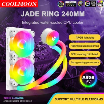 Coolmoon ARGB Процесор AIO Охладител за Вода 240 мм Радиатор За Intel AMD LGA1700/2011/115X/AM4/AM3 PWM Компютърен процесор Радиатор RGB СИНХРОНИЗАЦИЯ