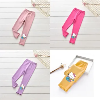 Hello Kitty Sanrio Kawaii гамаши за момичета с шарени аниме, детски панталони за фитнес, тичане, йога, сладки мультяшные детски панталони, дрехи