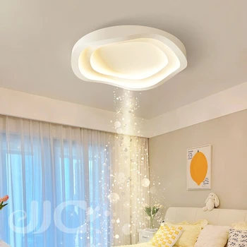 JJC Модерна и Креативна Кръгла Вълна Спалня LED Бял Тавана Лампа С Дистанционно Управление Затъмнение за Дневна Трапезария Вътрешно Осветление