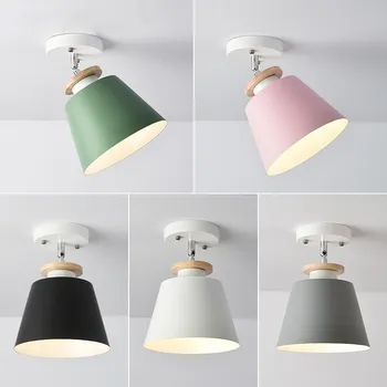 Led тавана лампа плафониери от желязната дърво, модерен тавана лампа със скандинавски дизайн за хол, спални, коридор, кухня
