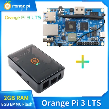 Orange Pi 3 LTS 2 GB оперативна памет, 8 GB EMMC Flash AllWinner H6 Бордови Компютър с отворен код, Работещ Под Android OS 9.0 Ubuntu, Debian с Корпус от ABS