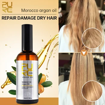 PURC Morocco Арганово масло за грижа за косата работят им магия от изглажда Възстановяване на повредени къдрава коса, Средства за грижа за косата за жени 100 мл Безплатна доставка