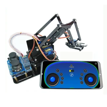 SG90 MG90 4 DOF В Събирането на Акрилна Механична Ръка с Управлението на Приложение на Робот Манипулатор Claw За Arduino Robot Bluetooth САМ Kit