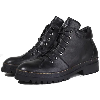 военни обувки, Мъжки Обувки с кръгло бомбе В стил Пънк Sapato Masculino От Естествена Кожа В Британския Стил Ретро Обувки с перфорации тип 