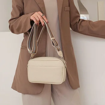 Дамски чанти през рамо с широка каишка, обикновен класически дамски чанти, луксозни квадратни дамски чанти през рамо, чанти-слинги за Femele