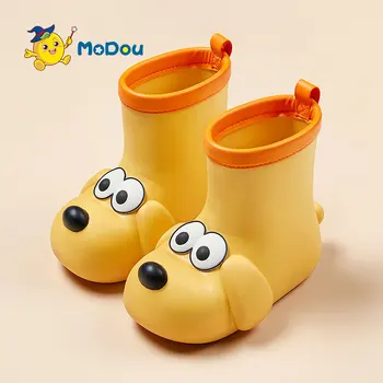 Детски дождевики Mo Dou, средни обувки, нескользящая водоустойчива мека подметка, скъпа мультяшная кученце, на четири сезона за улицата