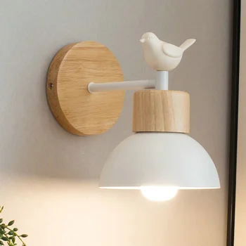 Дизайнерски стенен лампа в японски стил с дървени птици, лампа за кухня, аплици за тераси, стълбища, спални, естетичен интериор на стаята