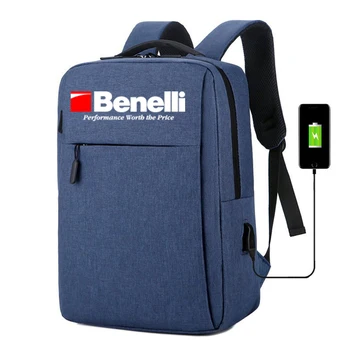 За Benelli Shotguns Лого Нов водоустойчива раница с USB зареждане чанта Мъжки раница за бизнес пътувания