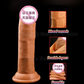 Имитира вибратор 3 размера, реалистичен пенис, пълзяща препуциума, женски инструменти за мастурбация, член на присоске, 18 и секс играчки за жени, магазин