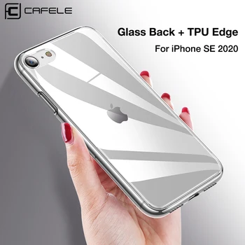 Калъф за телефон CAFELE от закалено Стъкло за iPhone SE 2020, Мек ръб от TPU със Стъклен заден капак, Калъф За iPhone SE 4.7, Прозрачна Седалка