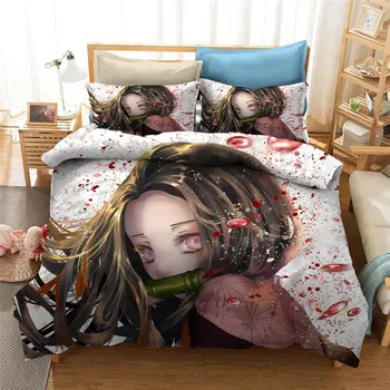Комплект спално бельо Demon Slayer, завивки, Японското аниме, одеало с 3D принтом, комплект спално бельо, спално бельо (без чаршафи)