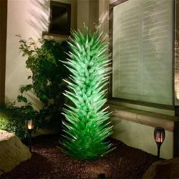 Лампи от муранско стъкло, градинско художествен дизайн, скулптура от зелен бластване стъкло, поставки за дървета, за вила, къща, хотел