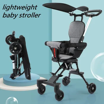 Лека детска количка, сгъваема количка за пътуване, е достъпен количка за новородени с двустранно седалка, висока детска количка на четири колела