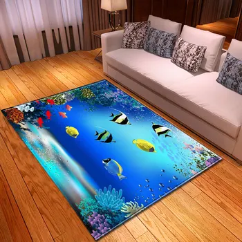 Мат с океанскими рибки за всекидневната, постелки с делфини за детска стая за игра, 3D килими за спалня, килими за дома, кухненски килим, килимче за баня