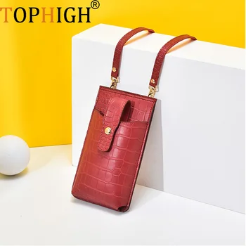 Мини-чанти и калъфи за мобилни телефони за жени 2023, малки клатчи, чанта през рамо, червен клатч с крокодиловым модел, чанта с капак