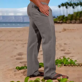 Мъжки панталони с еластичен колан, ежедневни панталони на открито, мъжки спортни панталони с еластичен колан и завязками, обикновена за отдих