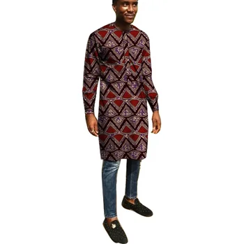 Мъжки ризи с африканските принтом, върховете на младоженеца в нигерия стил, дашики с дълъг ръкав, мъжки празнична облекло