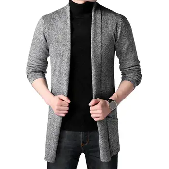 Мъжко яке, есенно-зимна ежедневни однотонная вязаная ветровка с качулка, жилетка голям размер, пуловер с дълги ръкави