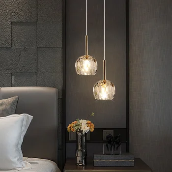 Напълно бронзова лампа Луксозна трапезария в скандинавски стил и Модерна проста кристален лампа минималистичная креативна бар полилей