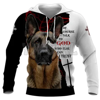 Немска овчарка, Исус е Бог, блузи с 3D принтом, пуловери унисекс, забавна hoody с качулка за кучета, всекидневни уличен спортен костюм