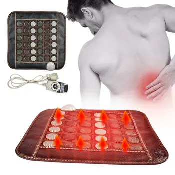Нов турмалиновый подложка за масаж шиацу от естествен нефрит с електрически инфрачервен нагревател, седалка от изкуствена кожа за облекчаване на болки в мускулите на задната част на крака