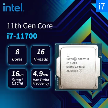 Новият процесор Intel Core i7-11700 i7 11700 11th Генерал CPU 2,5 Ghz И 8-Ядрен 16-Стрийминг процесора L3 = 16 М 65 W LGA 1200 Processador Без вентилатор