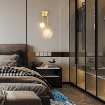 Нощна лампа, монтиран на стената лампа, луксозни леки, прости и творчески скандинавските крушка, топла лампа във формата на пеперуди в спалнята, разтегателен диван в хола, задни