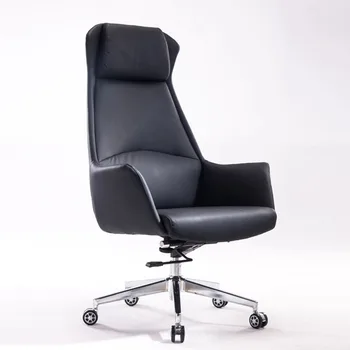 Офис стол кожен стол Домашно черно въртящо се кресло компютърно просто удобен стол с Модерна лекота Попълване на гъба
