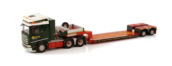 Подарък модел от сплав в мащаб koito me zagovori 1:50 SCA-НАП R CS20H трактор 6X4, под формата на плоска подложка транспортен камион с ремарке, монолитен под налягане, играчка модел 01-3860
