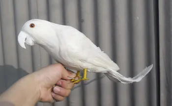 птица от изкуствени пера, за около 35 см, модел на бял папагал, началната дневна, пасторальное украса, коледни подаръци h1100