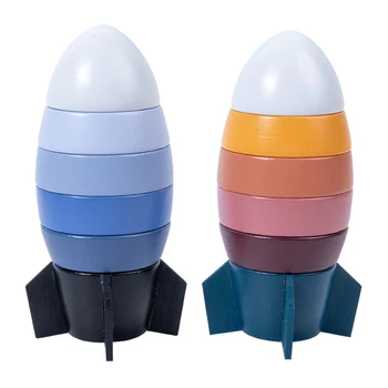Ракетата-чейнджър Монтесори, разноцветни играчки за подреждане с формата на ракета, модул за обучение пъзел 