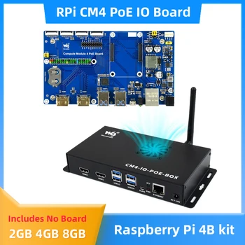 Такса вход-изход Raspberry Pi Изчислява Module 4 с PoE HDMI-съвместим порт RJ-45 RTC USB 3.2 MIPI CSI DSI Допълнителен калъф за RPI CM4