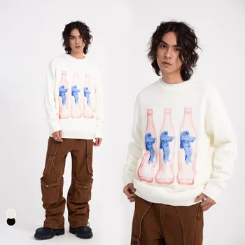 Топ с кръгло деколте, оригинален дизайн, всекидневни пуловер за мъжете и жените, свободен пуловер в стил хип-хоп с дълъг ръкав и принтом тениска