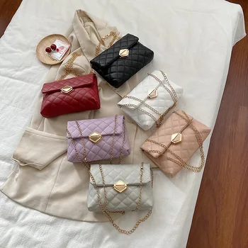Чанта на верига, женствена чанта с ключалка, геометрични фигури, чанта през рамо, малка чанта, лятна дамска чанта 2023, Bolsas De Mujer