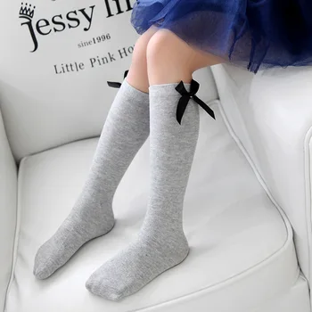 Чорапогащи до коляното за момичета от 1 до 8 години, Шарени Чорапи Принцеса с Лък за Малки Момичета, Чорапи до Коляното за Малки Момичета, Детски Чорапи За Момичета