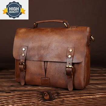Ялова Реколта нова мъжка чанта от естествена кожа, чанта-тоут за лаптоп, бизнес портфейл, мъжки ежедневни чанти през рамо, куриерски чанти